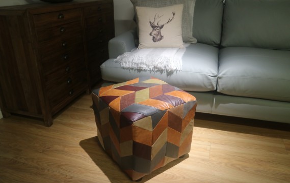 Leather Patchwork Stool