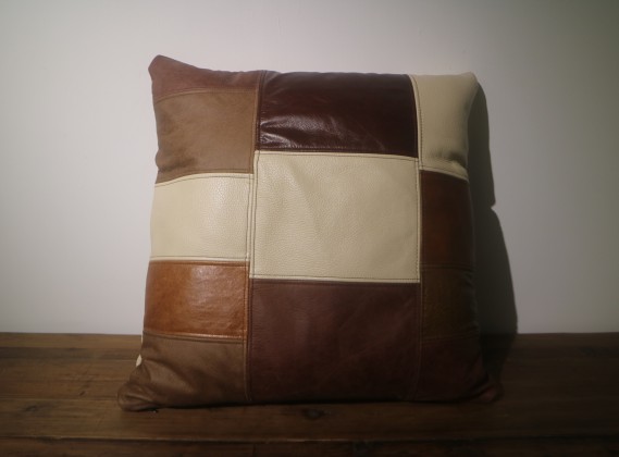 Leather Patchwork Scatter Cushion