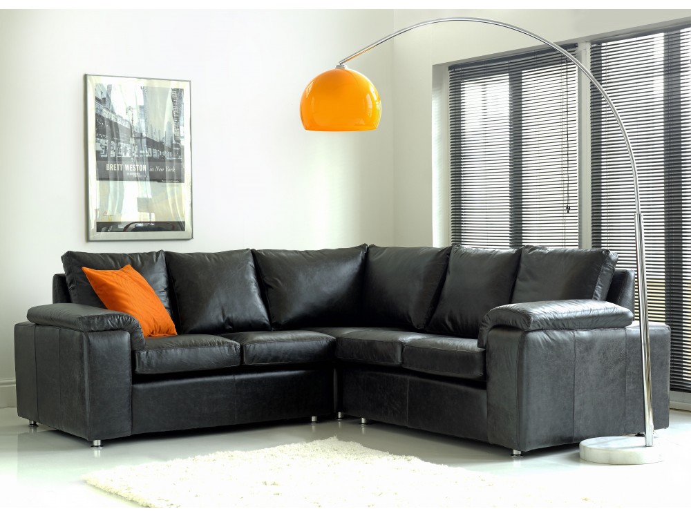 Black Leather Corner Sofa Sirocco Living Room Sofas