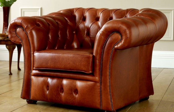 Pemberton Brown Leather Chesterfield Chair