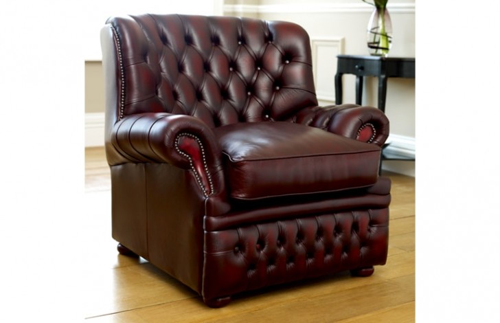 Monks Red Leather Chesterfield