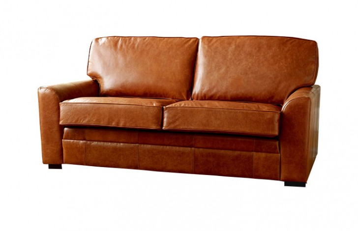 London Tan Leather Sofabed