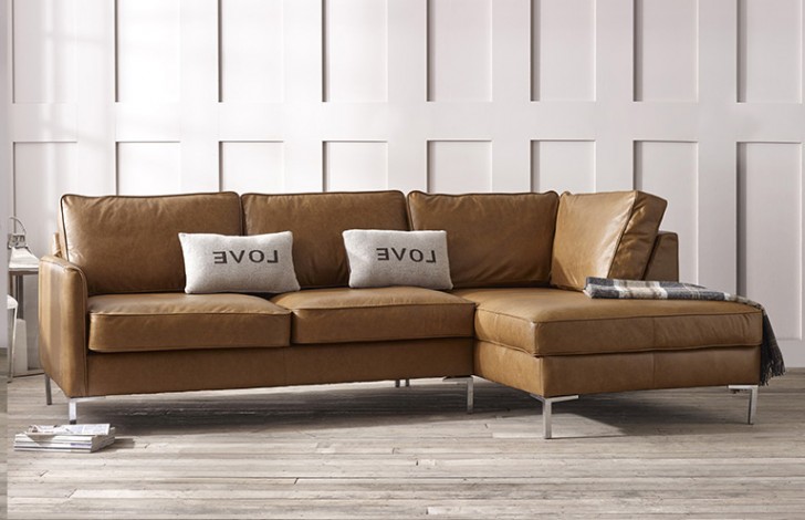 Columbus Leather Chaise Sofa