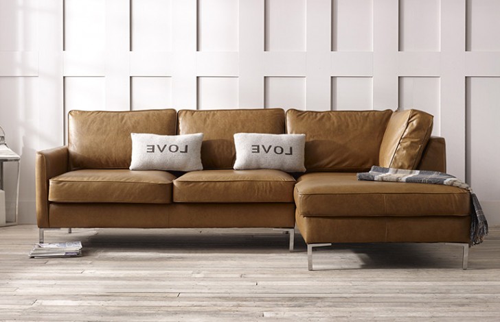 Columbus Leather Chaise Sofa