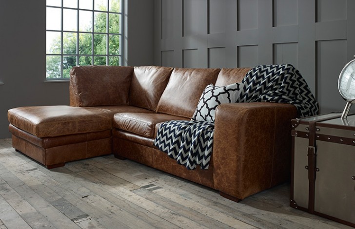 Abbey Leather Corner Chaise, left hand facing