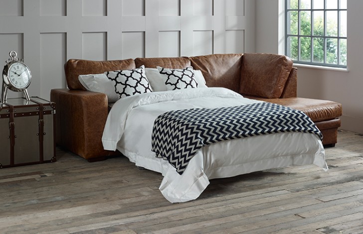 Abbey Leather Chaise Sofa Bed