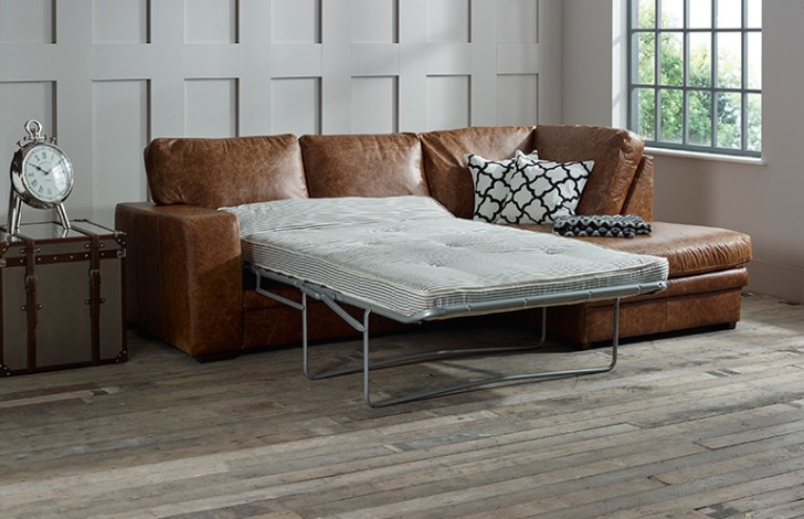 Abbey Leather Chaise Sofa Bed Right Hand Facing