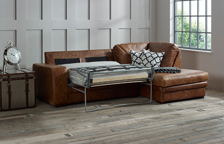 Abbey Leather Chaise Sofa Bed