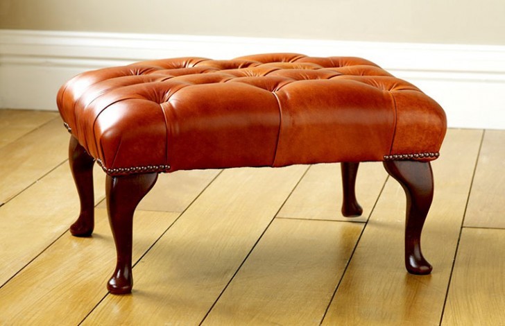 Queen Anne Leather Stool