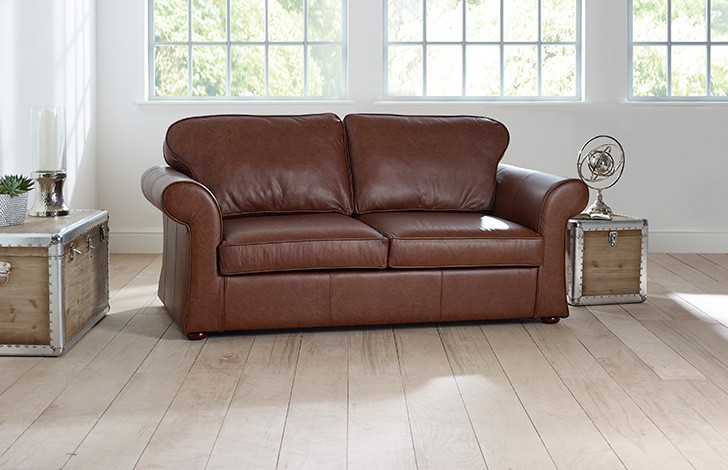 Light brown shop leather sofa bed