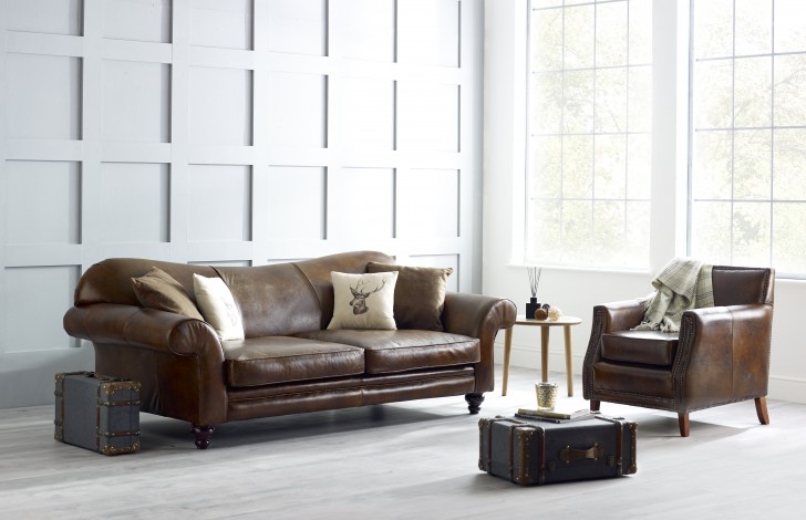 St Charles Hand Antiqued Leather Sofa