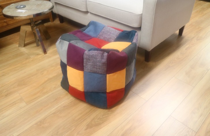 Fabric Patchwork Cube Stool - 54 Panel