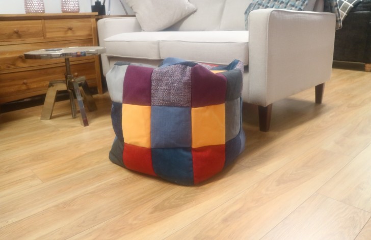 Fabric Patchwork Cube Stool - 54 Panel