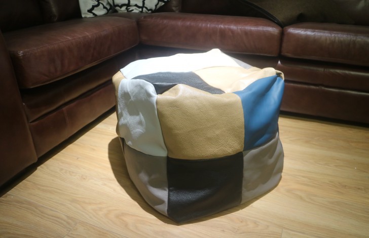 Leather Patchwork Cube Beanbag - 24 Panel