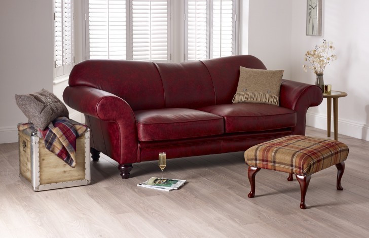 St David Curved Back Leather Sofa