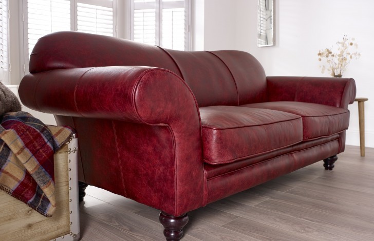 St David Curved Back Leather Sofa