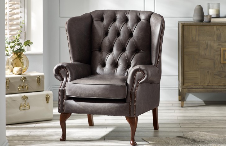 Flat Wing Buttoned Armchair