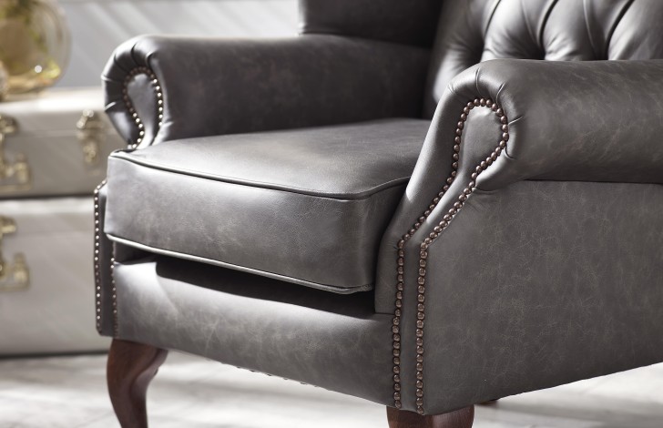 Grey online buttoned armchair