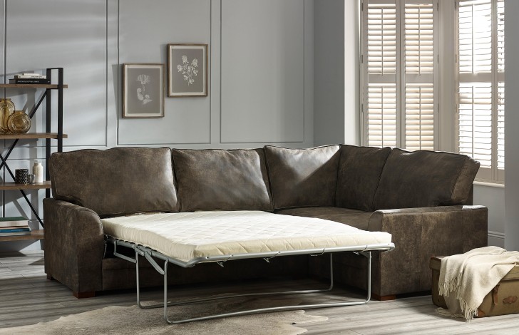 Liberty Leather Corner Sofa Bed Left Hand Facing