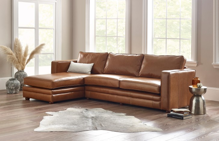 Leather right top hand facing sectional