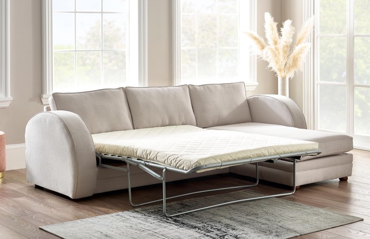 Corner sofa bed with sprung outlet mattress