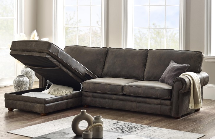 Leather clearance storage couch