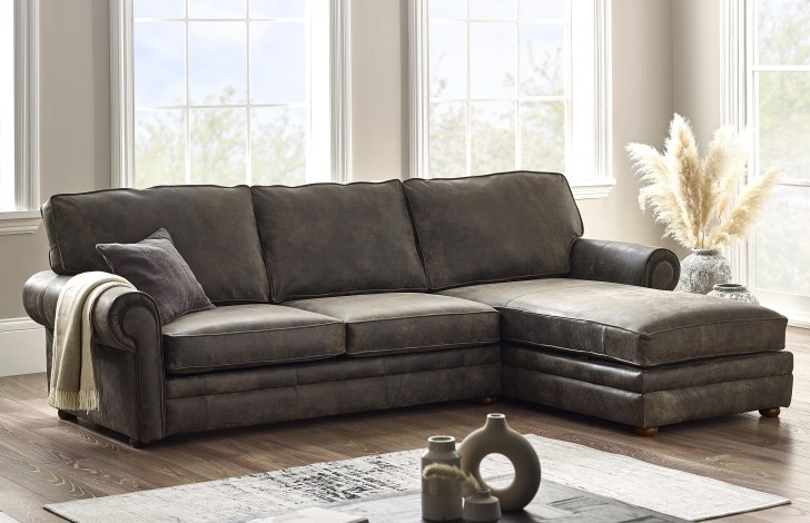 Brown sofa with hot sale chaise