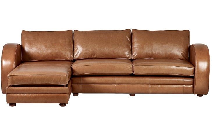 Art Deco Leather Corner Storage Chaise