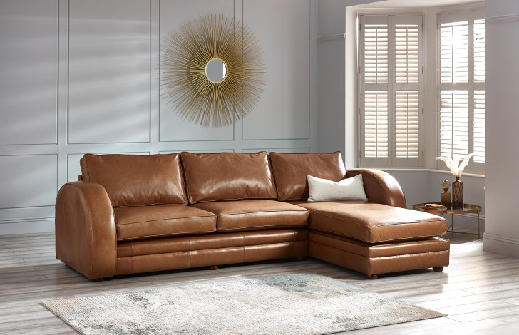 Contemporary leather deals corner sofa