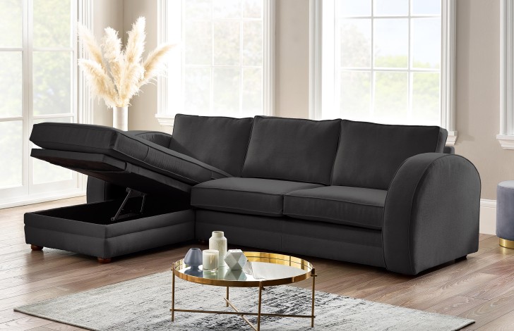 Art Deco fabric corner storage chaise sofa