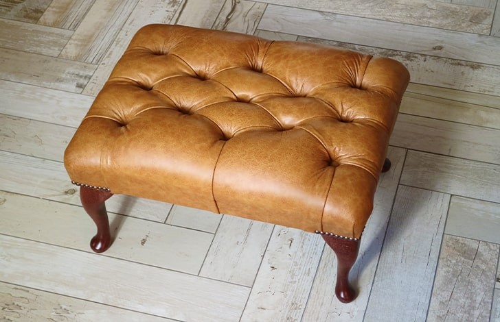 Queen Anne Leather Stool