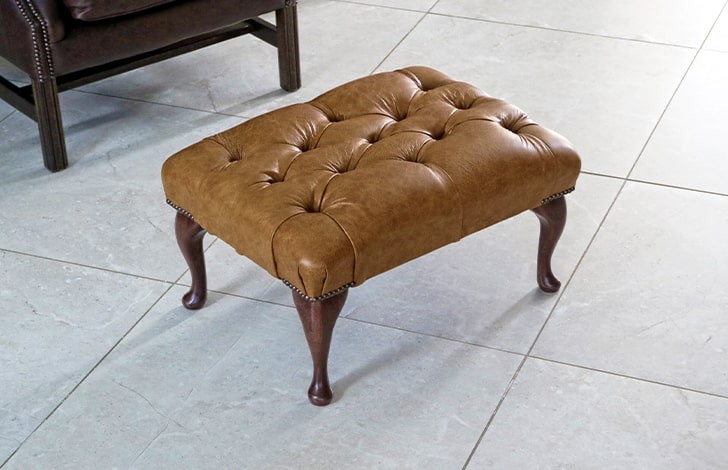 Queen Anne Leather Stool