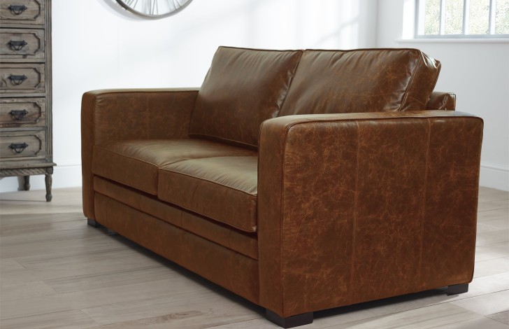 Compact shop leather sofa
