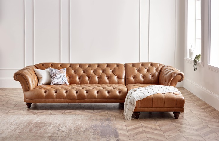 Lyme Chesterfield Right Hand Facing Chaise Sofa