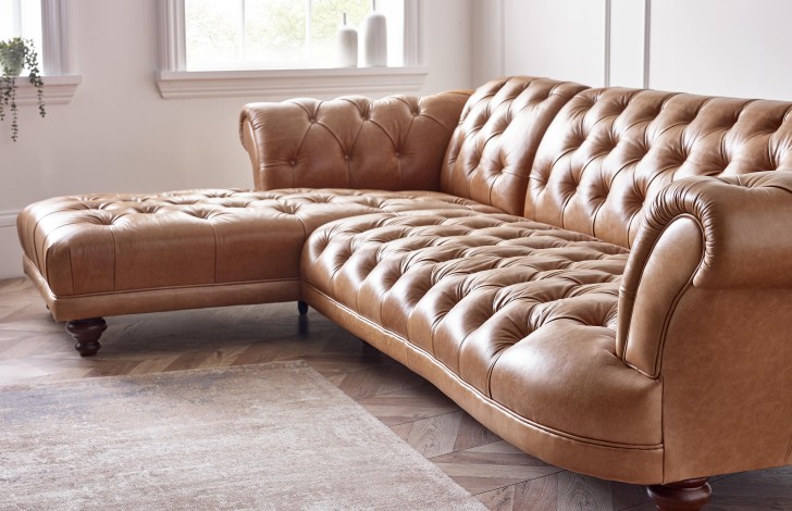 Lyme Chesterfield Left Hand Facing Chaise Sofa