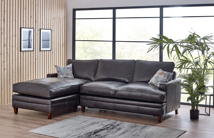 Everest Left Hand Facing Leather Chaise Sofa