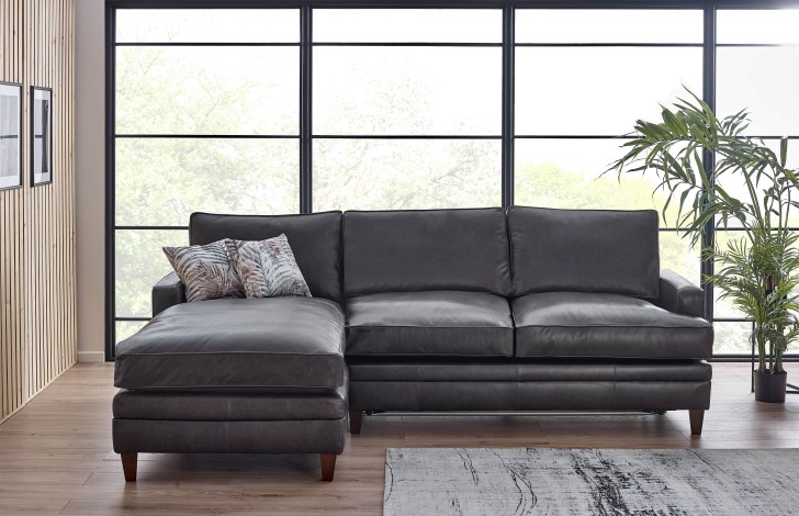 Everest Left Hand Facing Leather Chaise Sofa