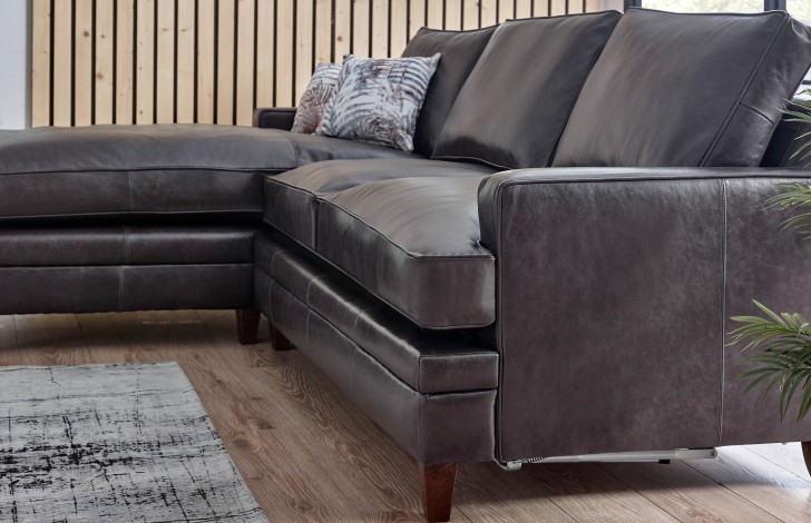 Everest Left Hand Facing Leather Chaise Sofa