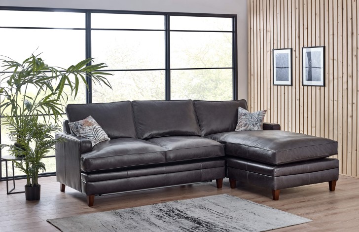 Everest Right Hand Facing Leather Chaise Sofa