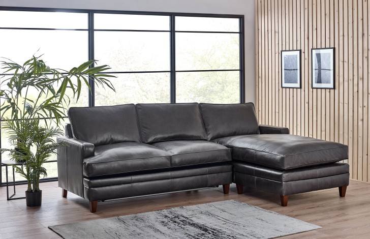 Everest Right Hand Facing Leather Chaise Sofa