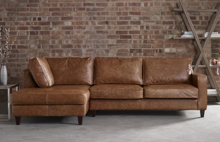 Drake Leather Chaise Sofa Left Hand Facing