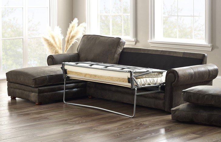Portland Leather Chaise Storage Sofa Bed Left Hand Facing