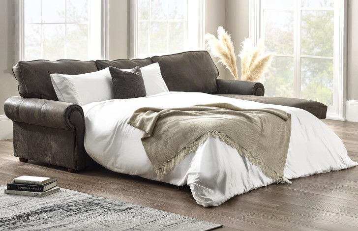 Portland Leather Chaise Storage Sofa Bed