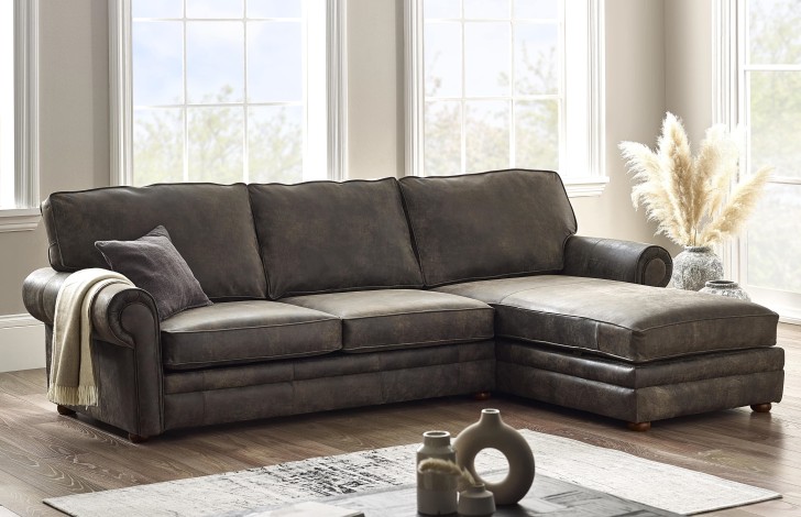 Portland Leather Chaise Storage Sofa Bed