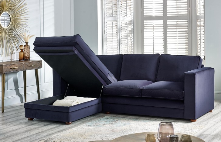 Trafalgar fabric storage chaise left hand facing