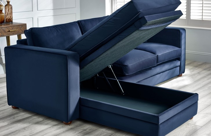 Trafalgar fabric storage chaise sofa