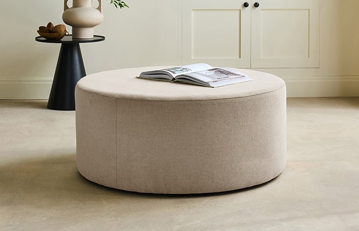 Percy Round Fabric Footstool