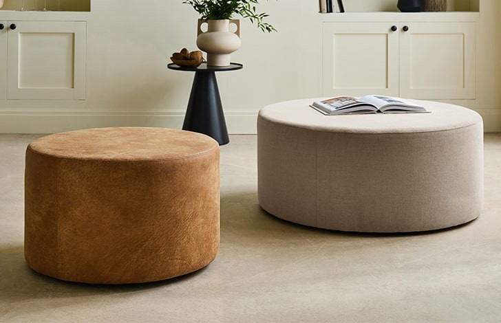 Percy Round Fabric Footstool