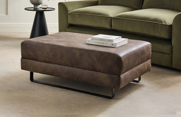 Wellington Leather Footstool