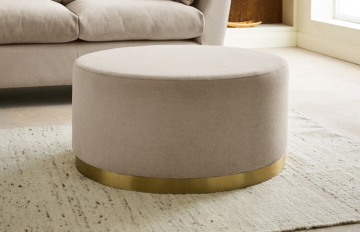 Percy Round Fabric Footstool